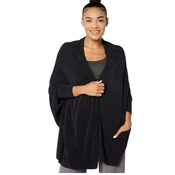 Barefoot Dreams Jackets & Blazers - QVC Barefoot Dreams CozyChic Ultra Lite Blanket Wrap NWT BLACK SIZE XS/XXS